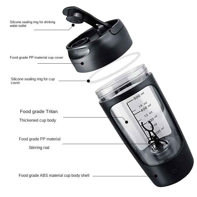 Electric Portable Whey Protein Shaker Bottle - HEARTLESS Habits