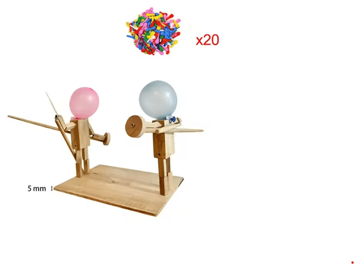 Handmade Balloon Heads Wooden Fighter Puppets HEARTLESS Habits