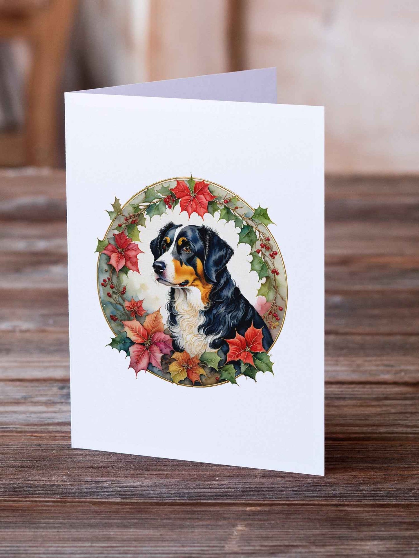 Appenzeller Sennenhund Christmas Flowers Greeting Cards Pack of 8 - HEARTLESS Habits