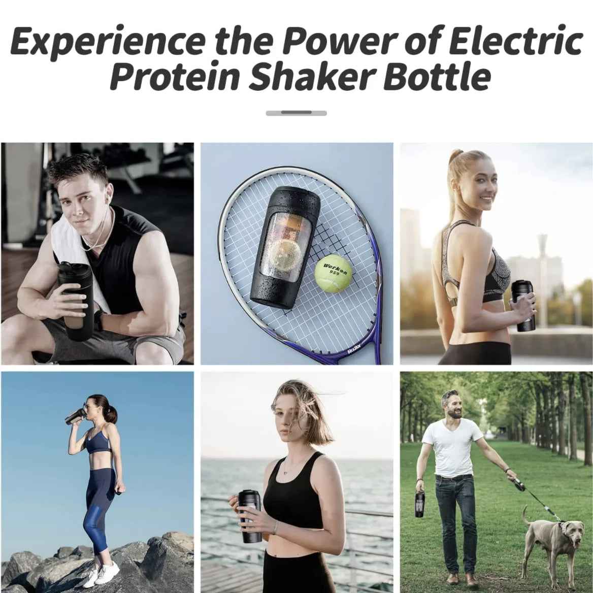 Electric Portable Whey Protein Shaker Bottle - HEARTLESS Habits