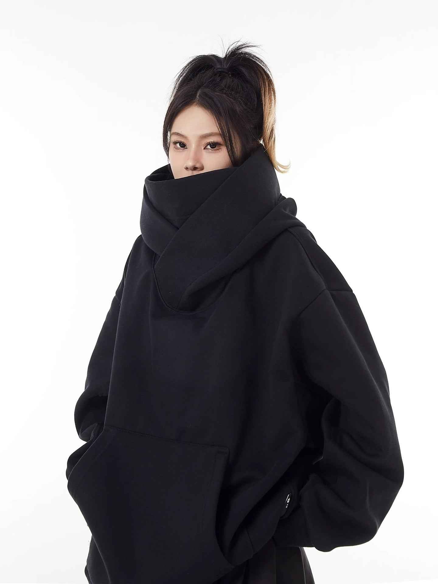 Loose High Collar Fleece Lined Hoodie - HEARTLESS Habits
