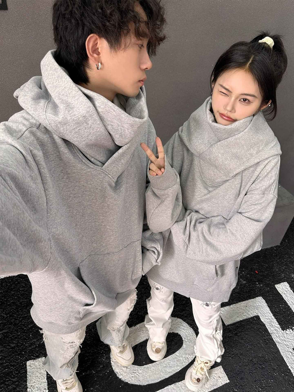 Loose High Collar Fleece Lined Hoodie HEARTLESS Habits