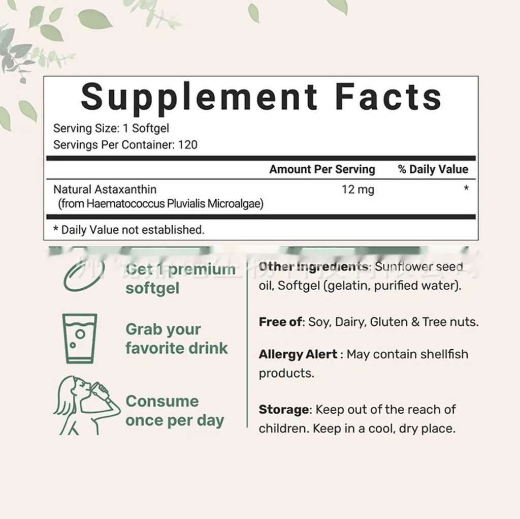 Astaxanthin Soft Capsules – 120 Tablets HEARTLESS Habits