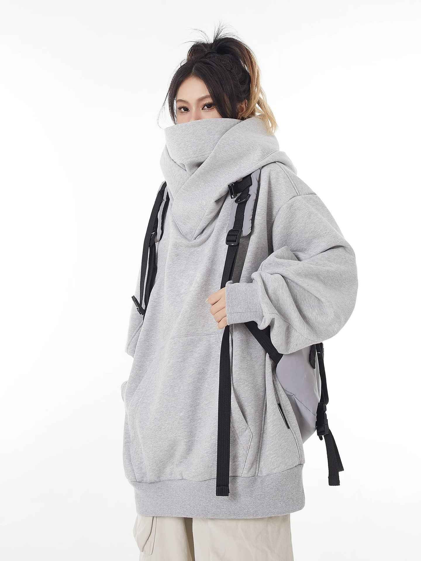 Loose High Collar Fleece Lined Hoodie HEARTLESS Habits