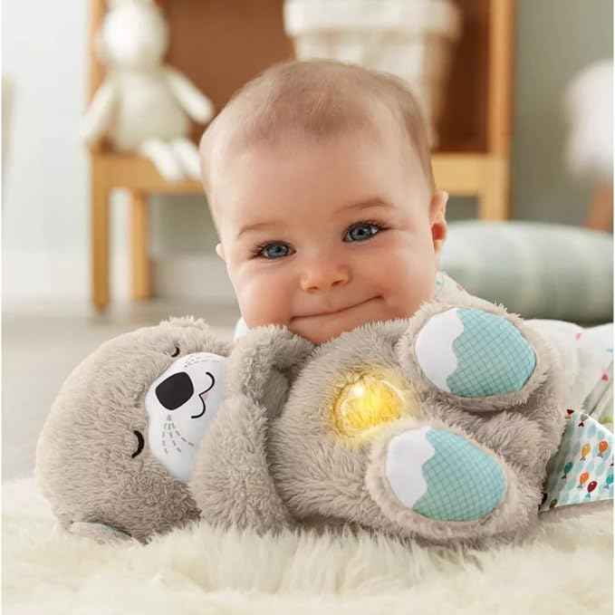 Sound Machine Soothe 'n Snuggle Otter Portable Plush Baby Toy with Sensory Details Music Lights & Rhythmic Breathing Motion - HEARTLESS Habits