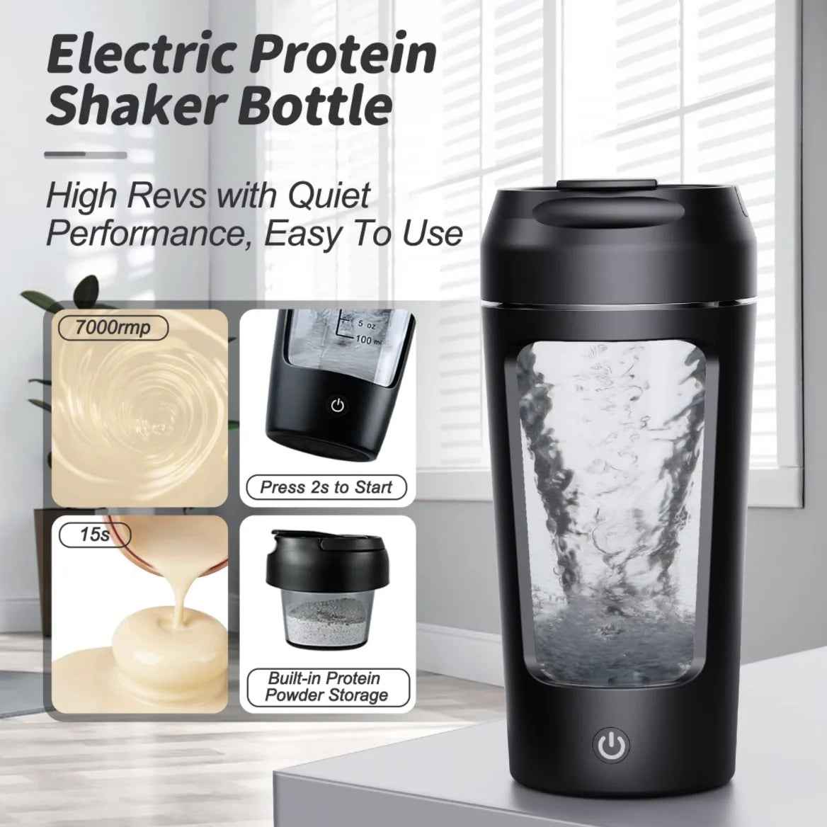 Electric Portable Whey Protein Shaker Bottle HEARTLESS Habits